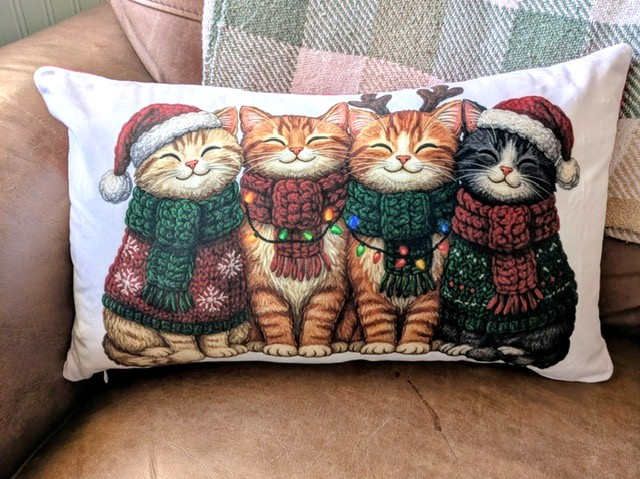 The 4 Wise Cats Christmas Cushion