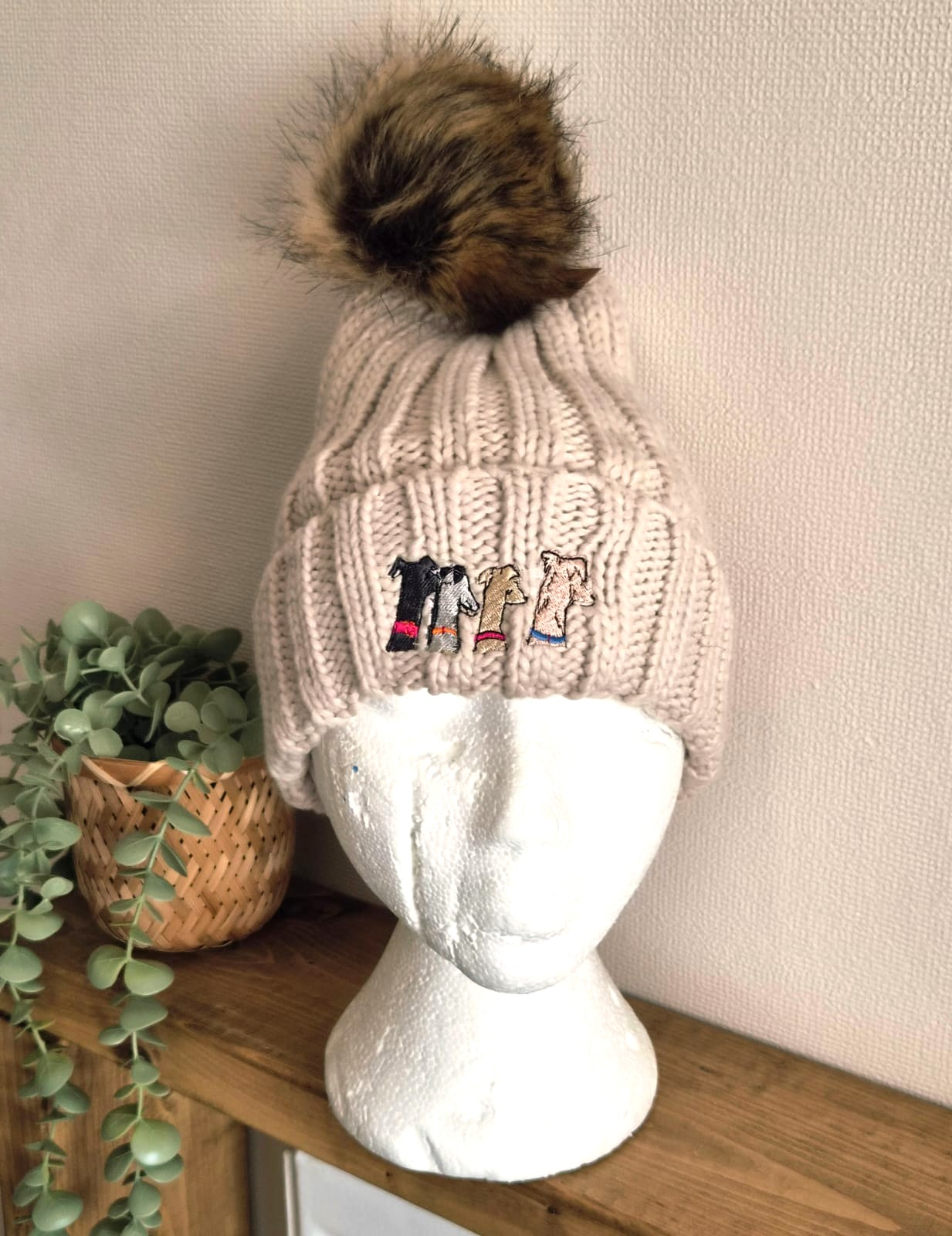 Jane Wrens '4 Hounds' Embroidered Pom Pom Hats
